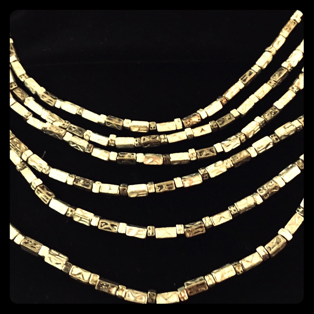 Chicos multi-strand silver bead necklace